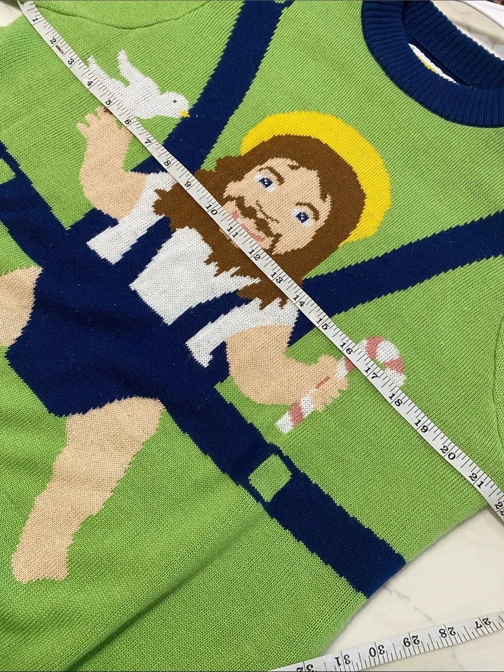 Tipsy Elves Green Baby Jesus Crewneck Sweater Large